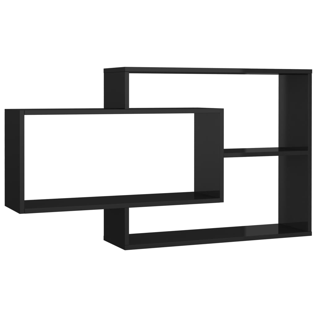 vidaXL Wall Shelves High Gloss Black 40.9"x7.9"x23" Engineered Wood