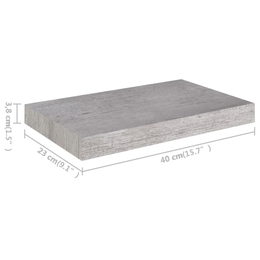vidaXL Floating Wall Shelf Concrete Gray 15.7"x9.1"x1.5" MDF