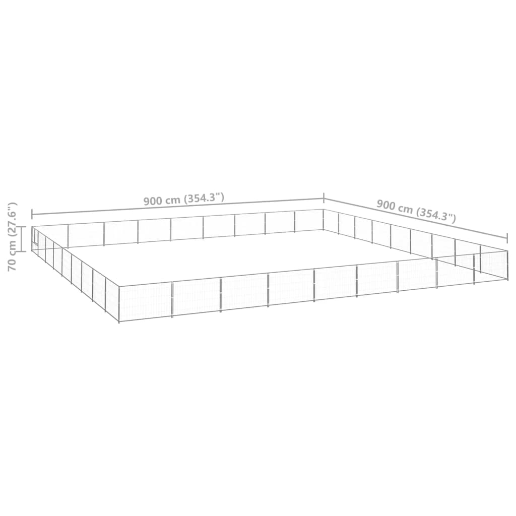 vidaXL Dog Kennel Silver 871.9 ft² Steel