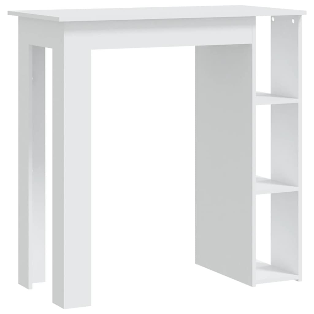 vidaXL Bar Table with Shelf White 40.2"x19.7"x40.7" Chipboard