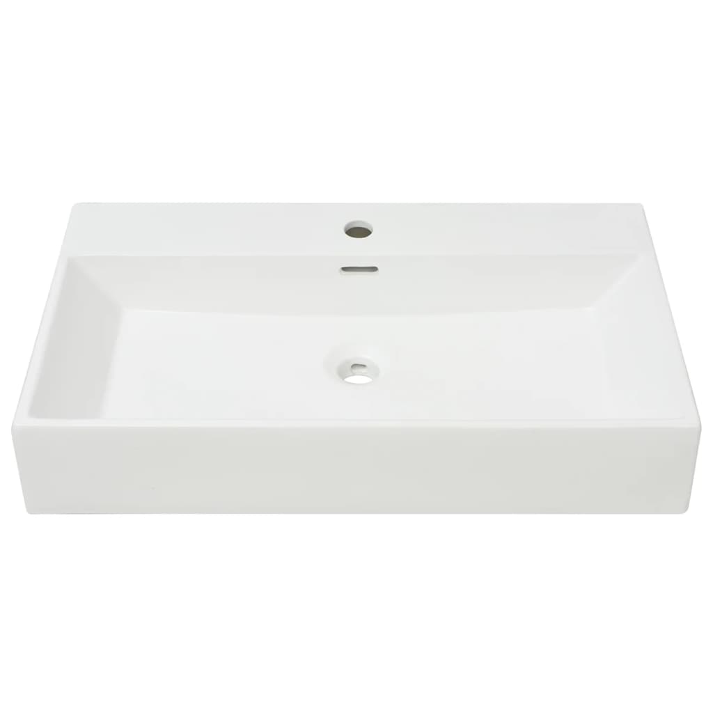 vidaXL Basin with Faucet Hole Ceramic White 29.9"x16.7"x5.7"