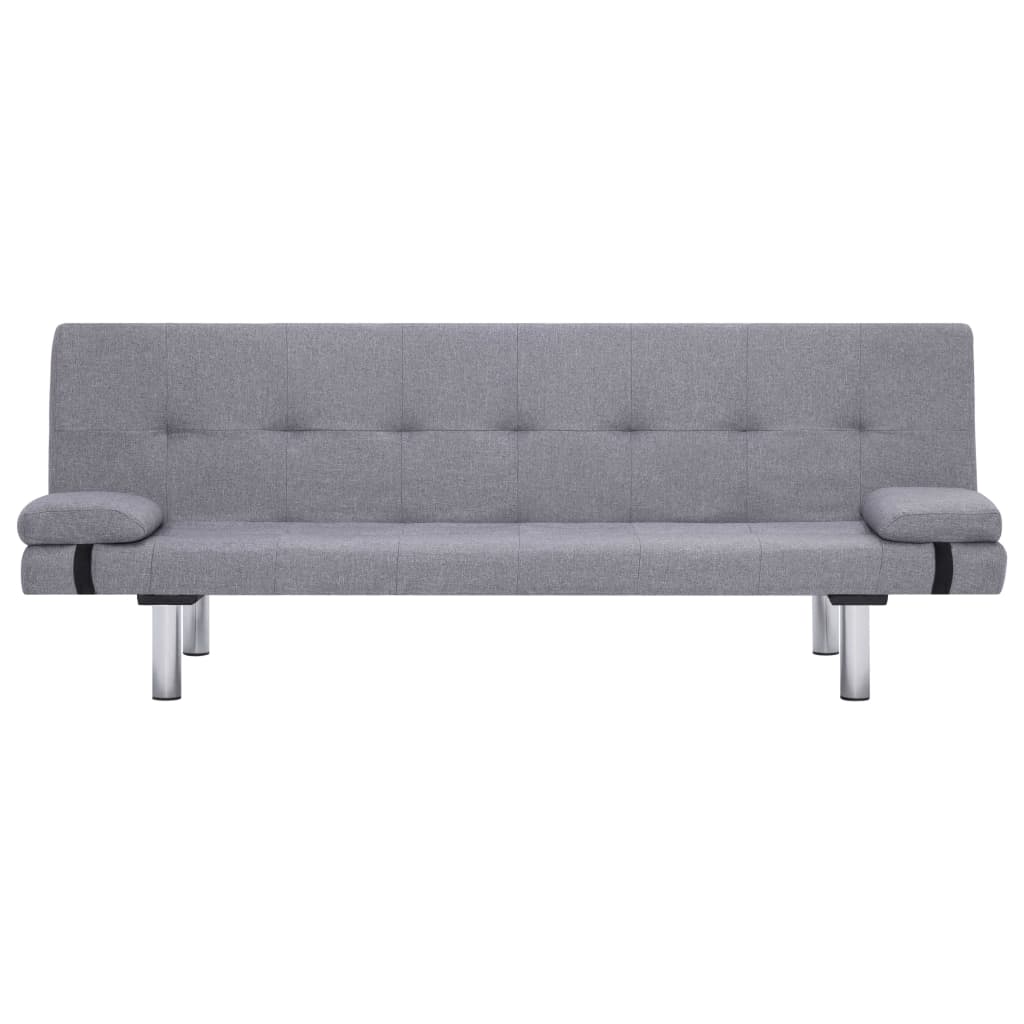 vidaXL Sofa Bed with Two Pillows Light Gray Fabric