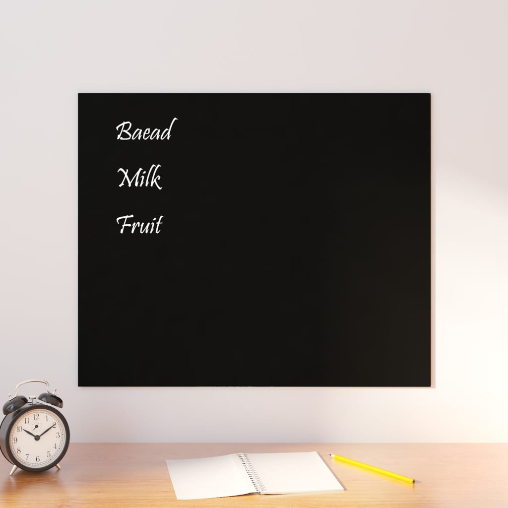 vidaXL Wall-mounted Magnetic Board Black 23.6"x19.7" Tempered Glass