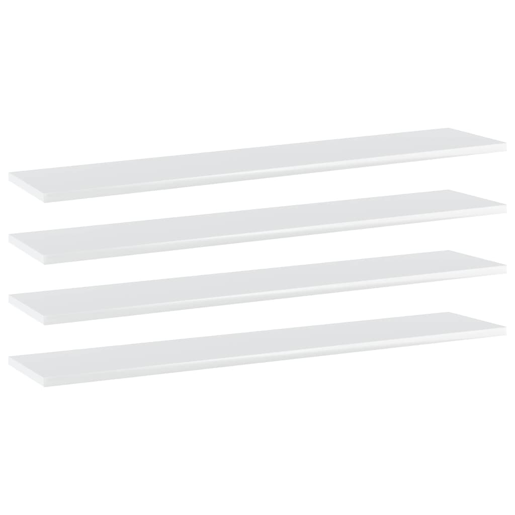 vidaXL Bookshelf Boards 4 pcs High Gloss White 39.4"x7.9"x0.6" Engineered Wood