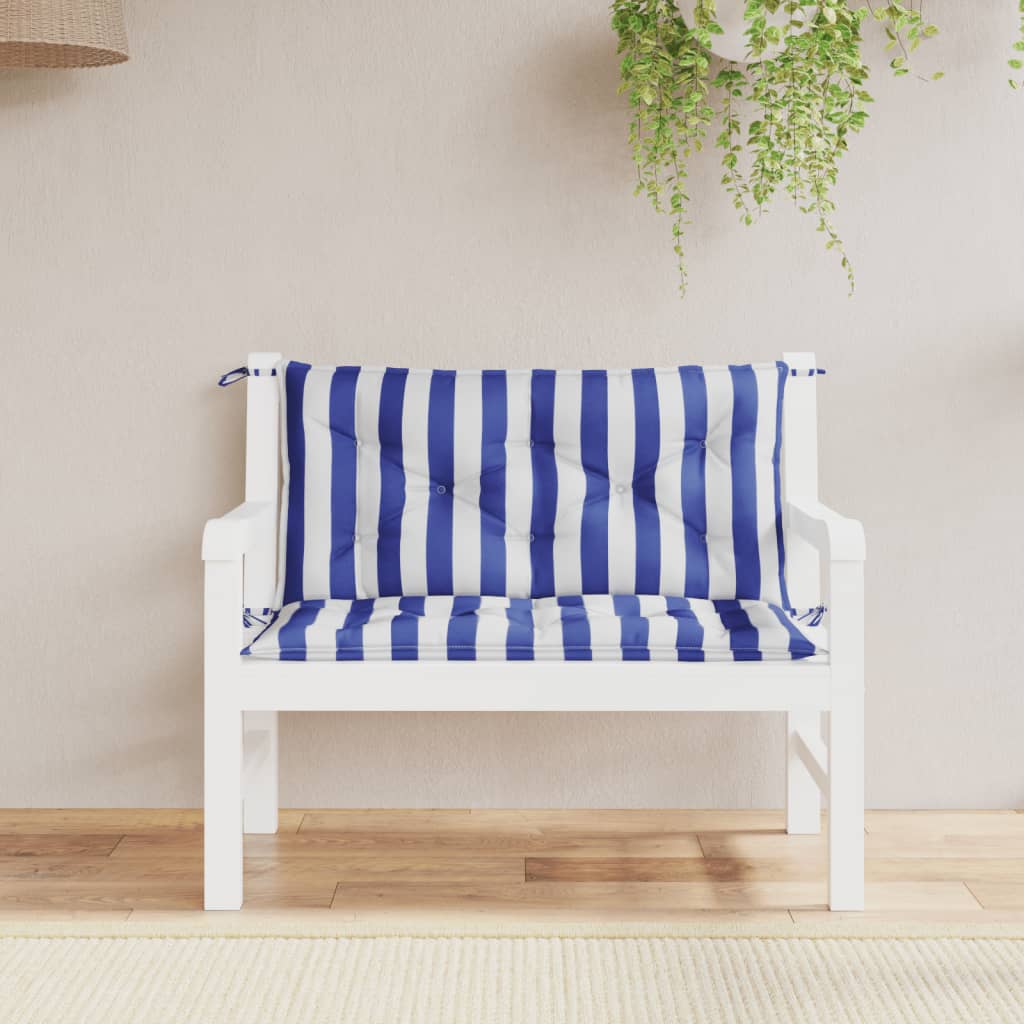 vidaXL Garden Bench Cushions 2pcs Blue&White Stripe 39.4"x19.7"x2.8" Fabric