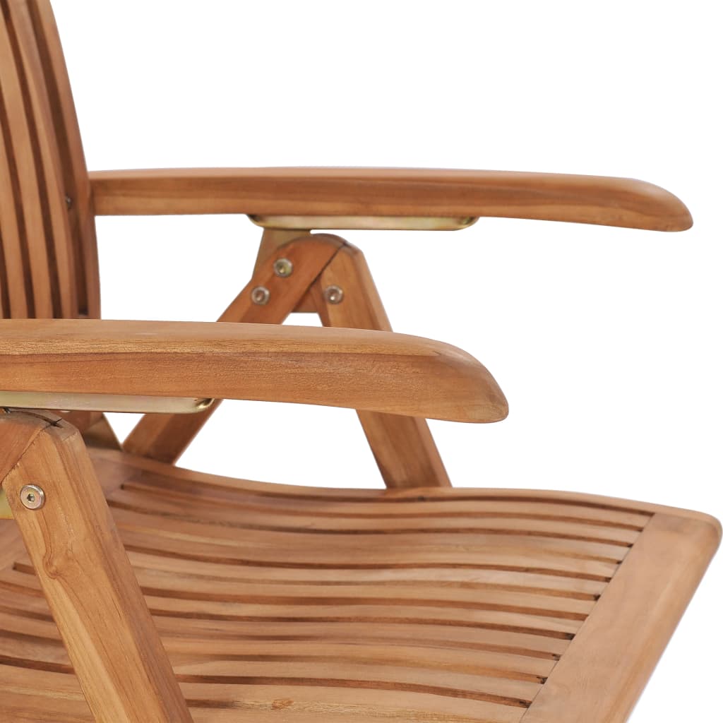 vidaXL Reclining Patio Chairs with Cushions 6 pcs Solid Teak Wood