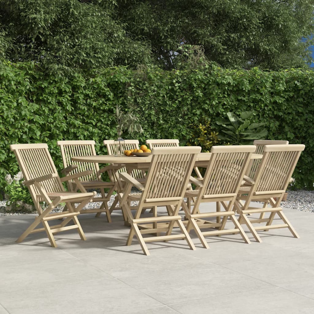 vidaXL Folding Patio Chairs 8 pcs Gray 22"x24"x35" Solid Wood Teak