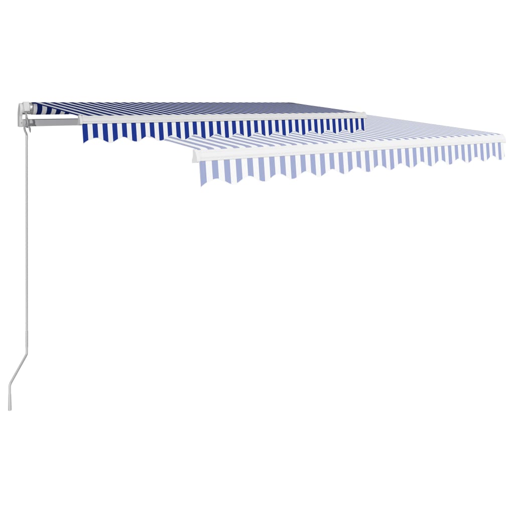 vidaXL Manual Retractable Awning 118.1"x98.4" Blue and White