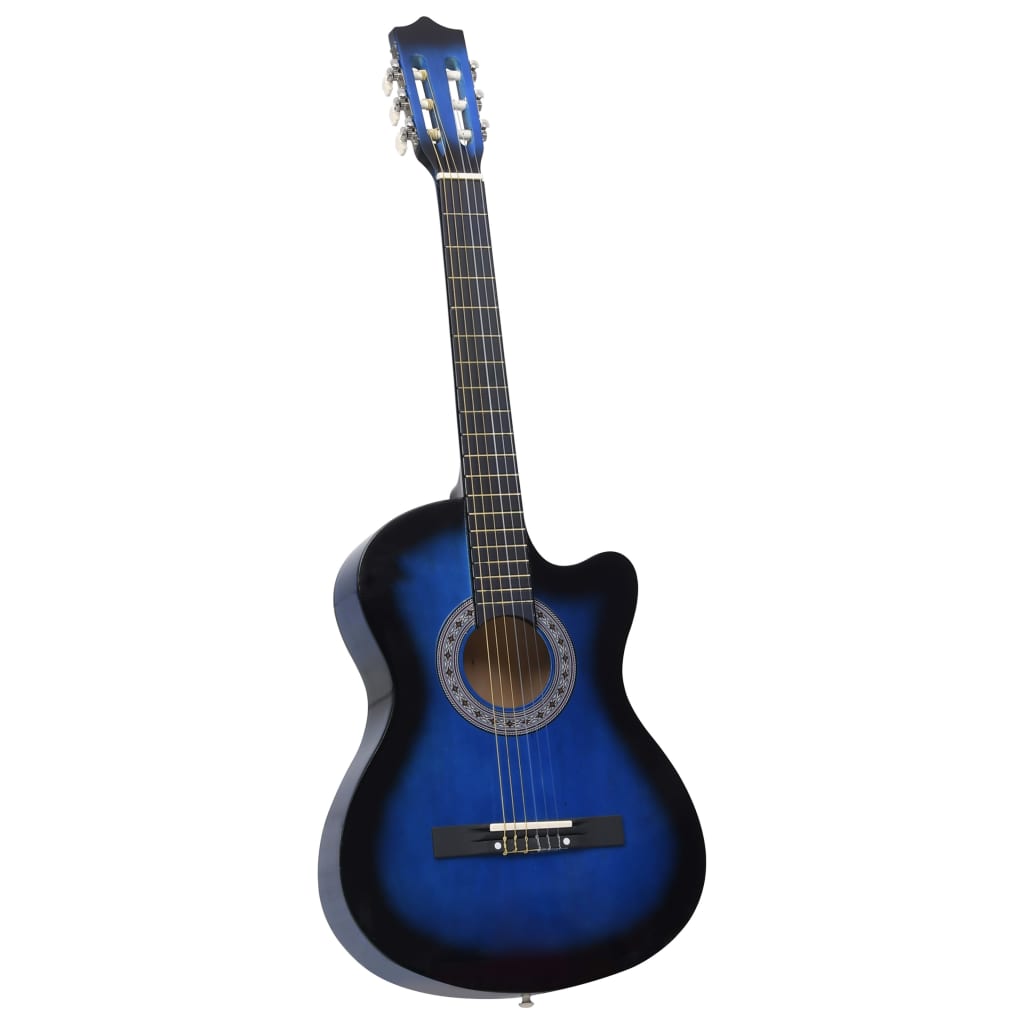 vidaXL 12 Piece Western Classical Guitar Set with 6 Strings Blue 38"