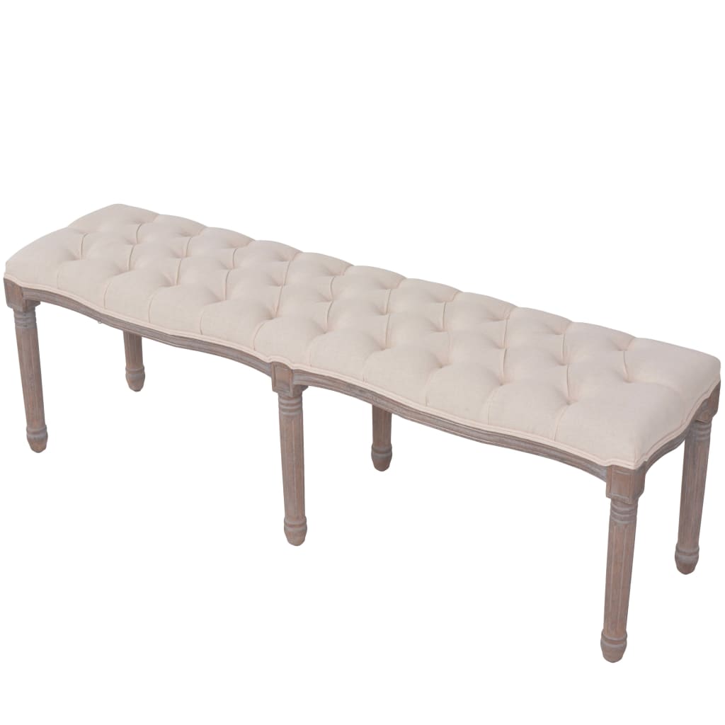 vidaXL Bench Linen Solid Wood 59.1" x 15.7" x 18.9" Cream White