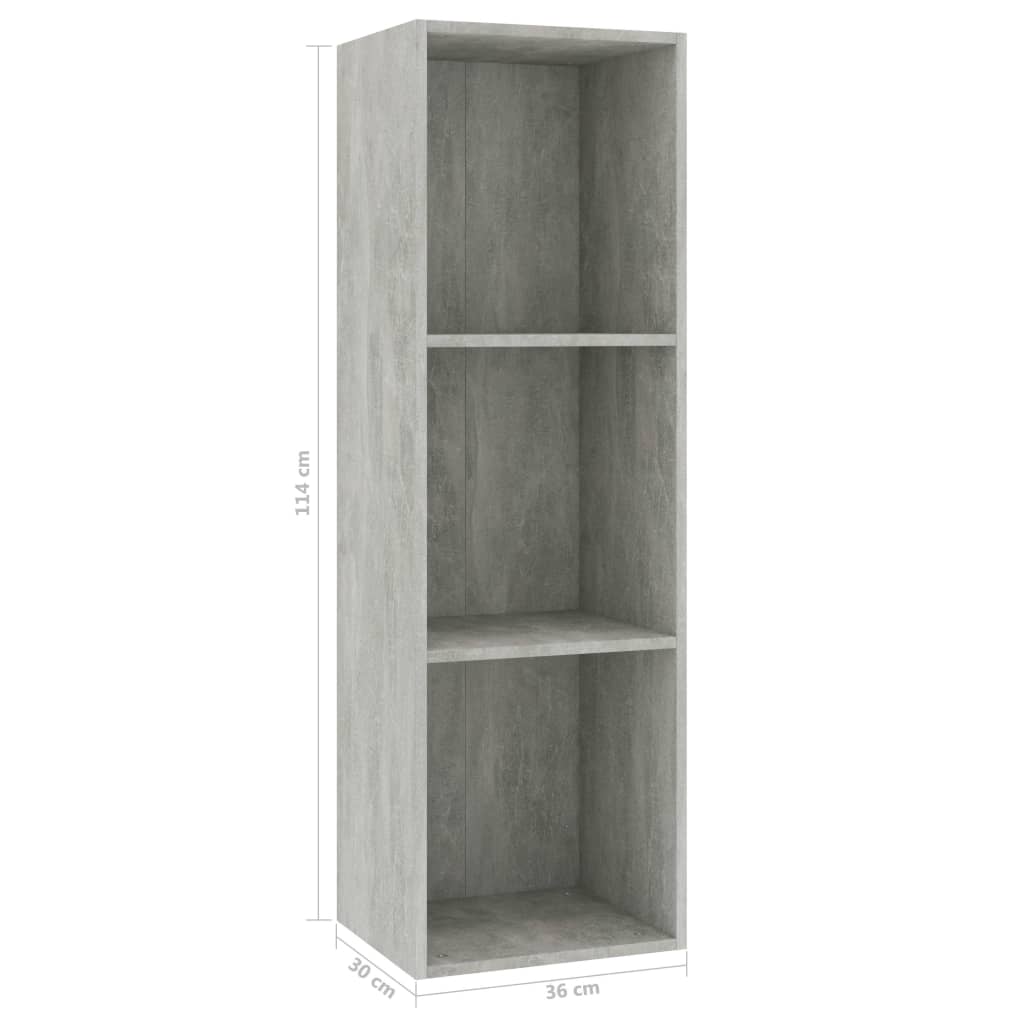 vidaXL Book Cabinet/TV Cabinet Concrete Gray 14.2"x11.8"x44.9" Engineered Wood