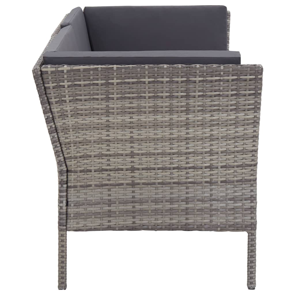 vidaXL 6 Piece Patio Lounge Set with Cushions Poly Rattan Gray