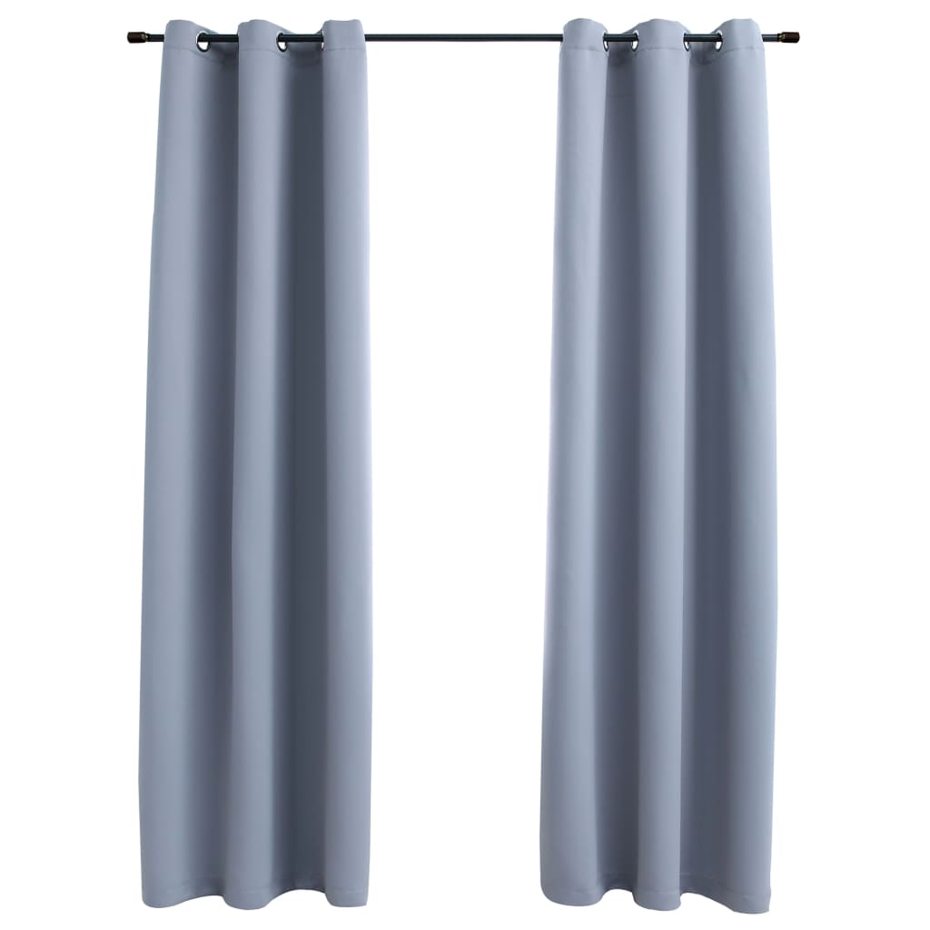 vidaXL Blackout Curtains with Rings 2 pcs Gray 37"x84" Fabric