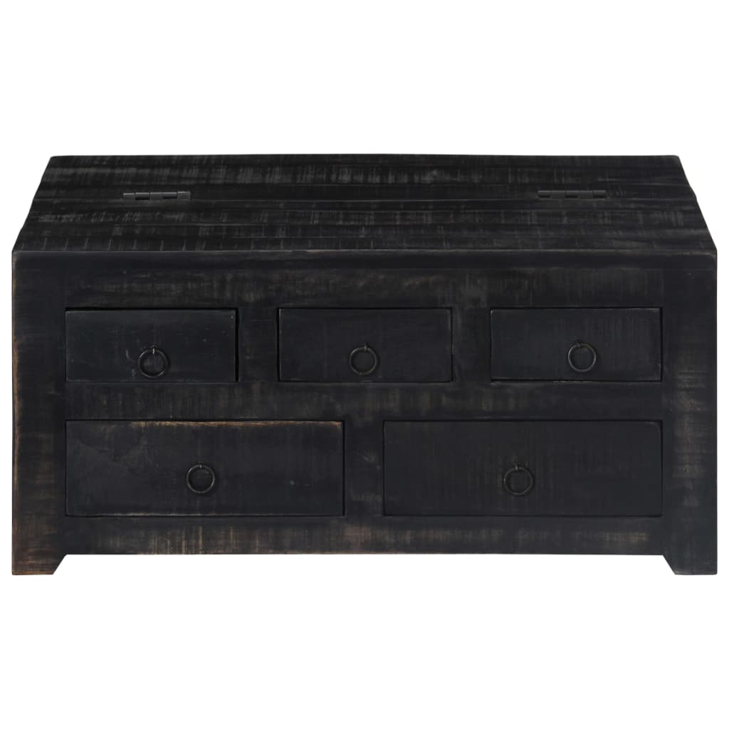 vidaXL Coffee Table Black 25.6"x25.6"x11.8" Solid Mango Wood