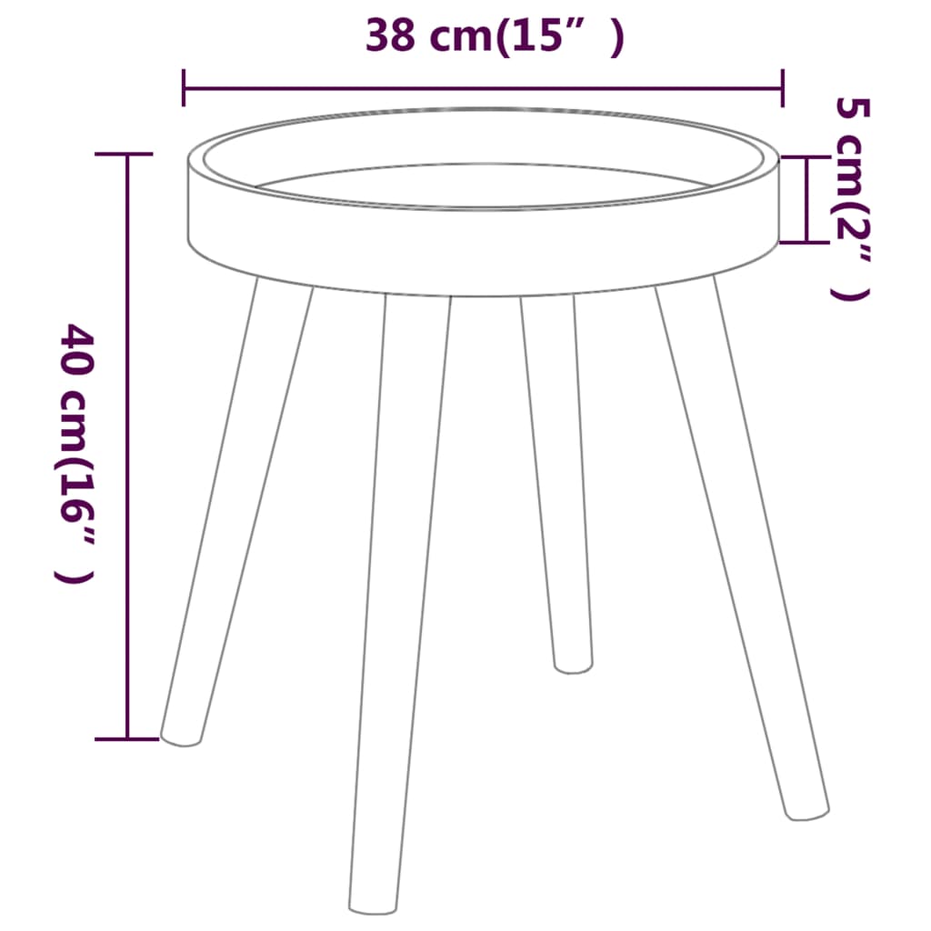 vidaXL Side Table Black 15"x15"x15.7" Engineered Wood&Solid Wood Pine