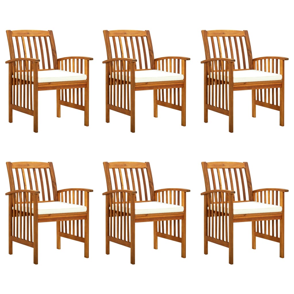 vidaXL Patio Dining Chairs 6 pcs with Cushions Solid Wood Acacia