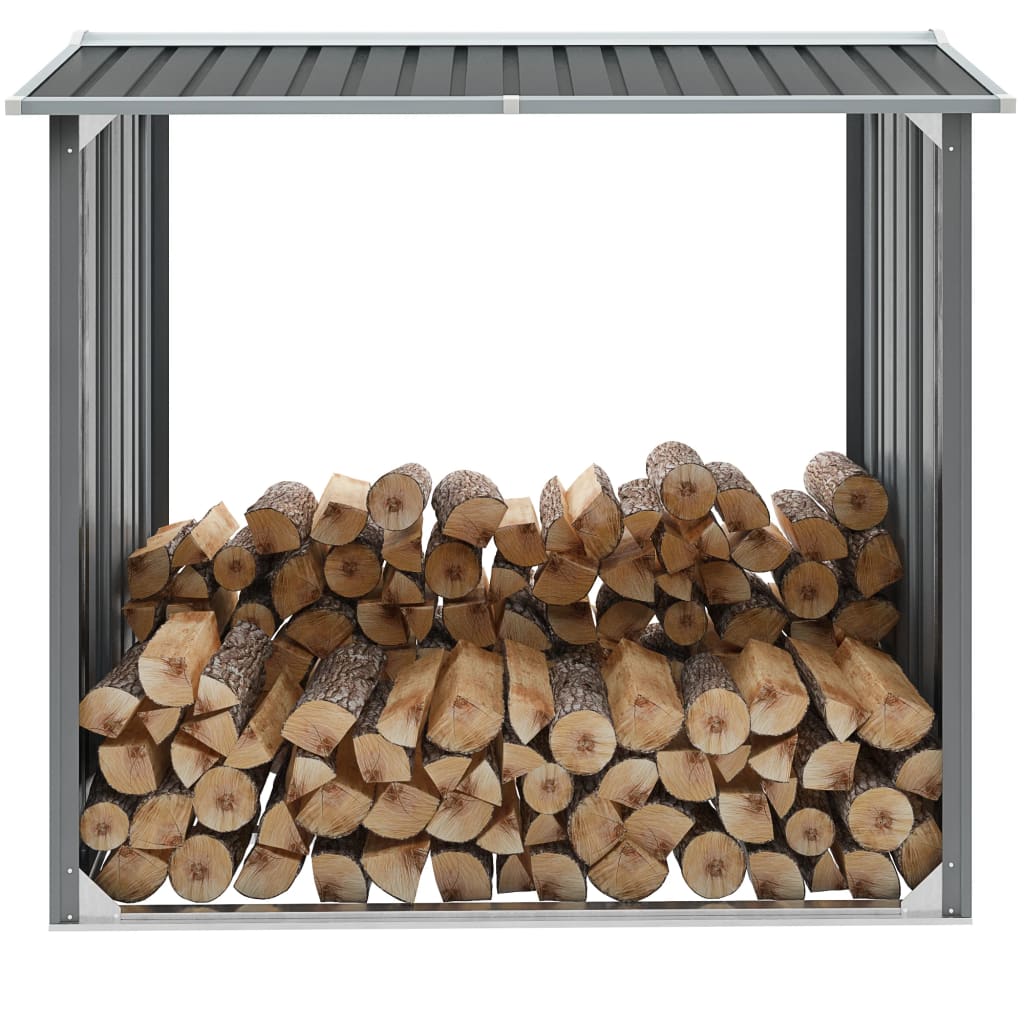 vidaXL Garden Log Storage Shed Galvanized Steel 67.7"x35.8"x60.6" Gray