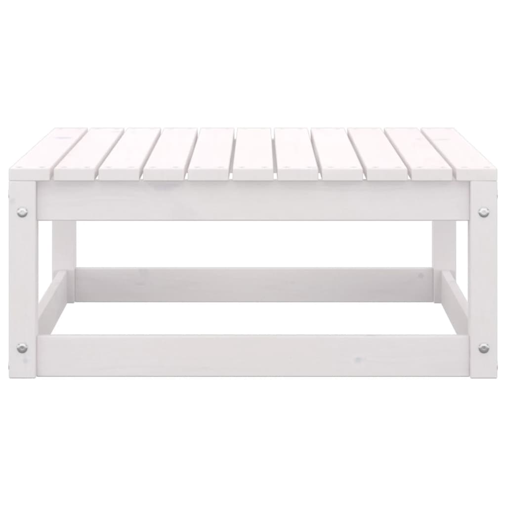 vidaXL Patio Footstool with Cushion White Solid Pinewood
