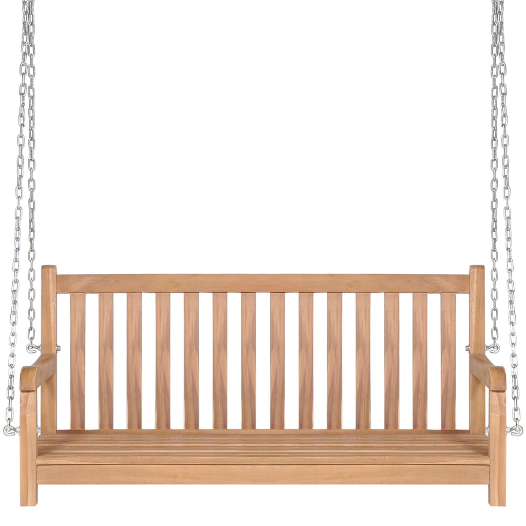 vidaXL Swing Bench with Taupe Cushion 47.2" Solid Teak Wood