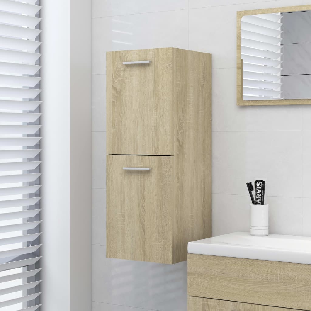 vidaXL Bathroom Cabinet Sonoma Oak 11.8"x11.8"x31.5" Engineered Wood
