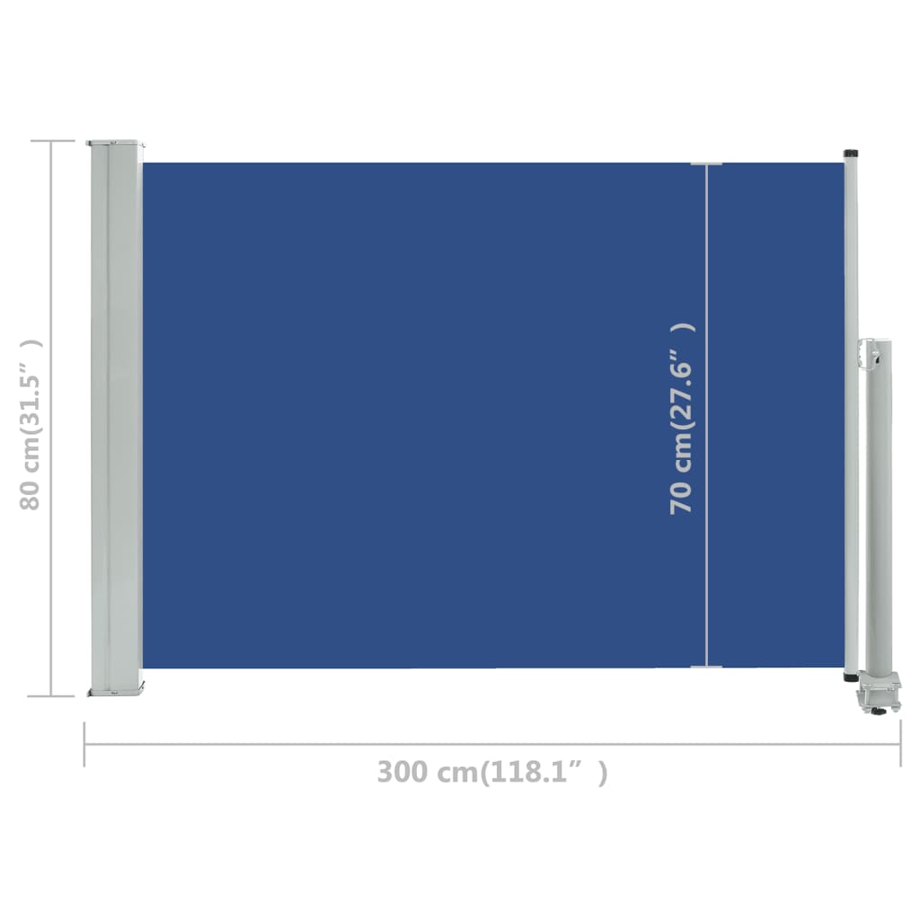 vidaXL Patio Retractable Side Awning 31.5"x118.1" Blue