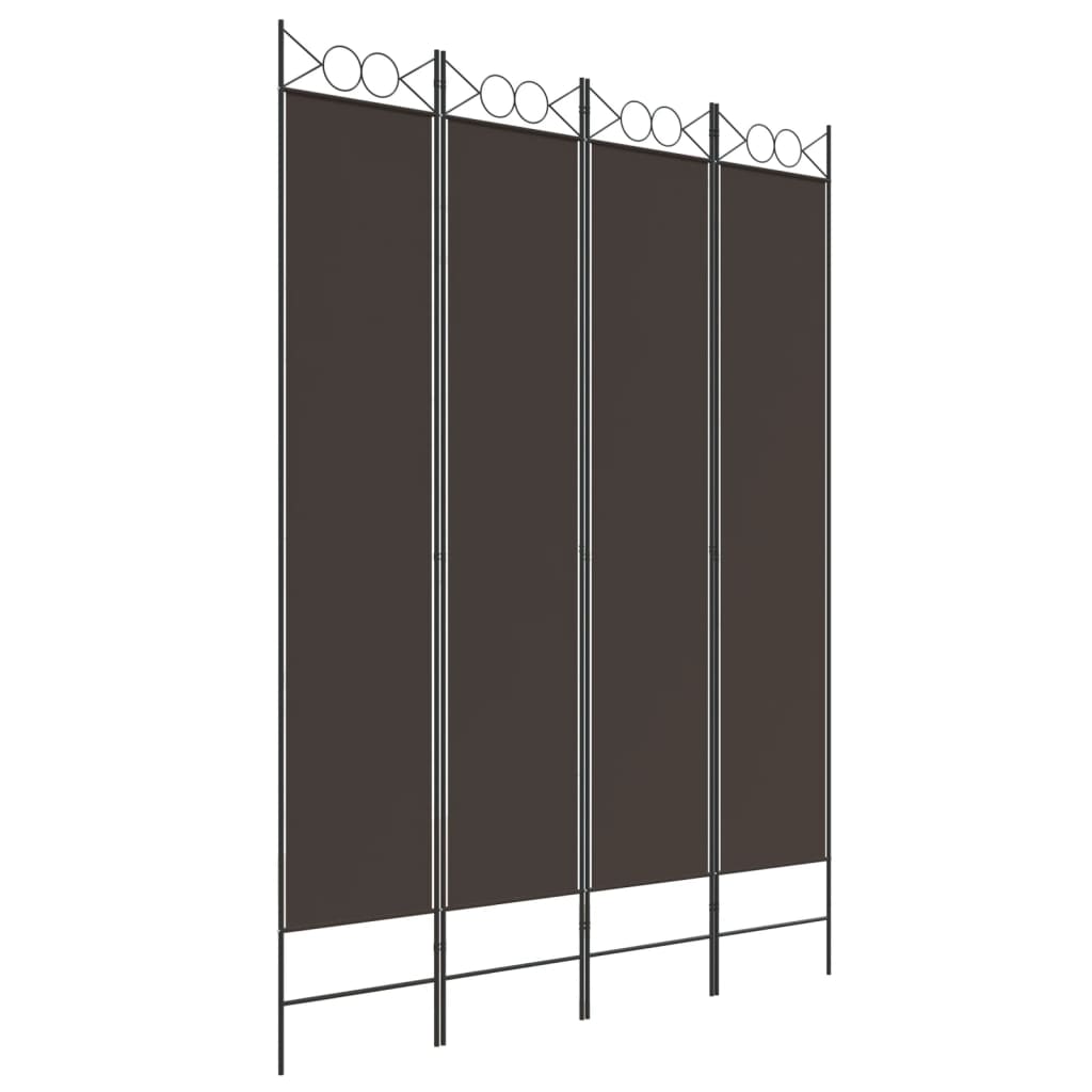 vidaXL 4-Panel Room Divider Brown 63"x86.6" Fabric