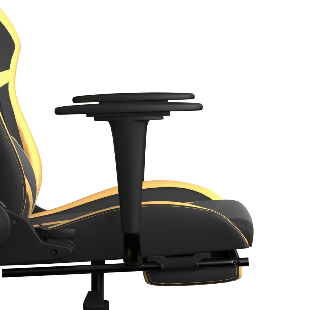 vidaXL Massage Gaming Chair with Footrest Black&Gold Faux Leather