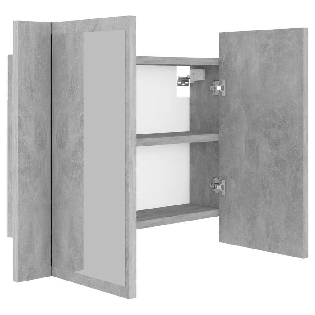 vidaXL LED Bathroom Mirror Cabinet Concrete Gray 23.6"x4.7"x17.7" Acrylic