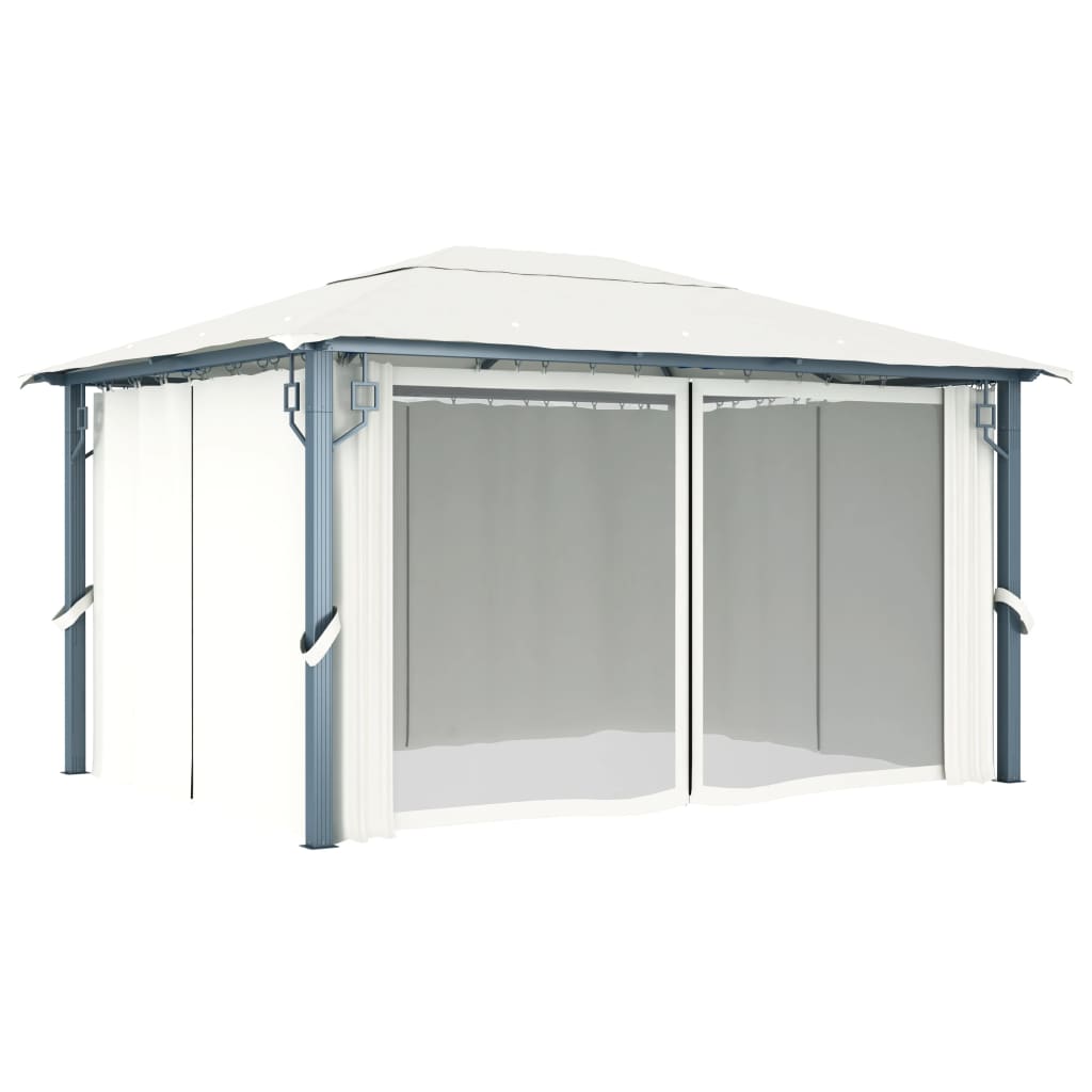 vidaXL Gazebo with Curtain 157.5"x118.1" Cream Aluminum