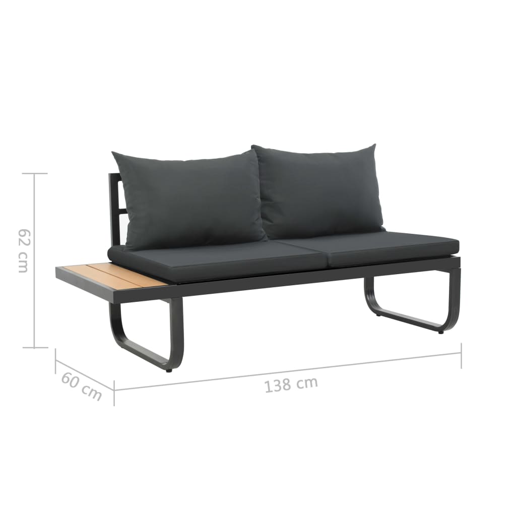 vidaXL 2 Piece Patio Corner Sofa Set with Cushions Aluminium WPC