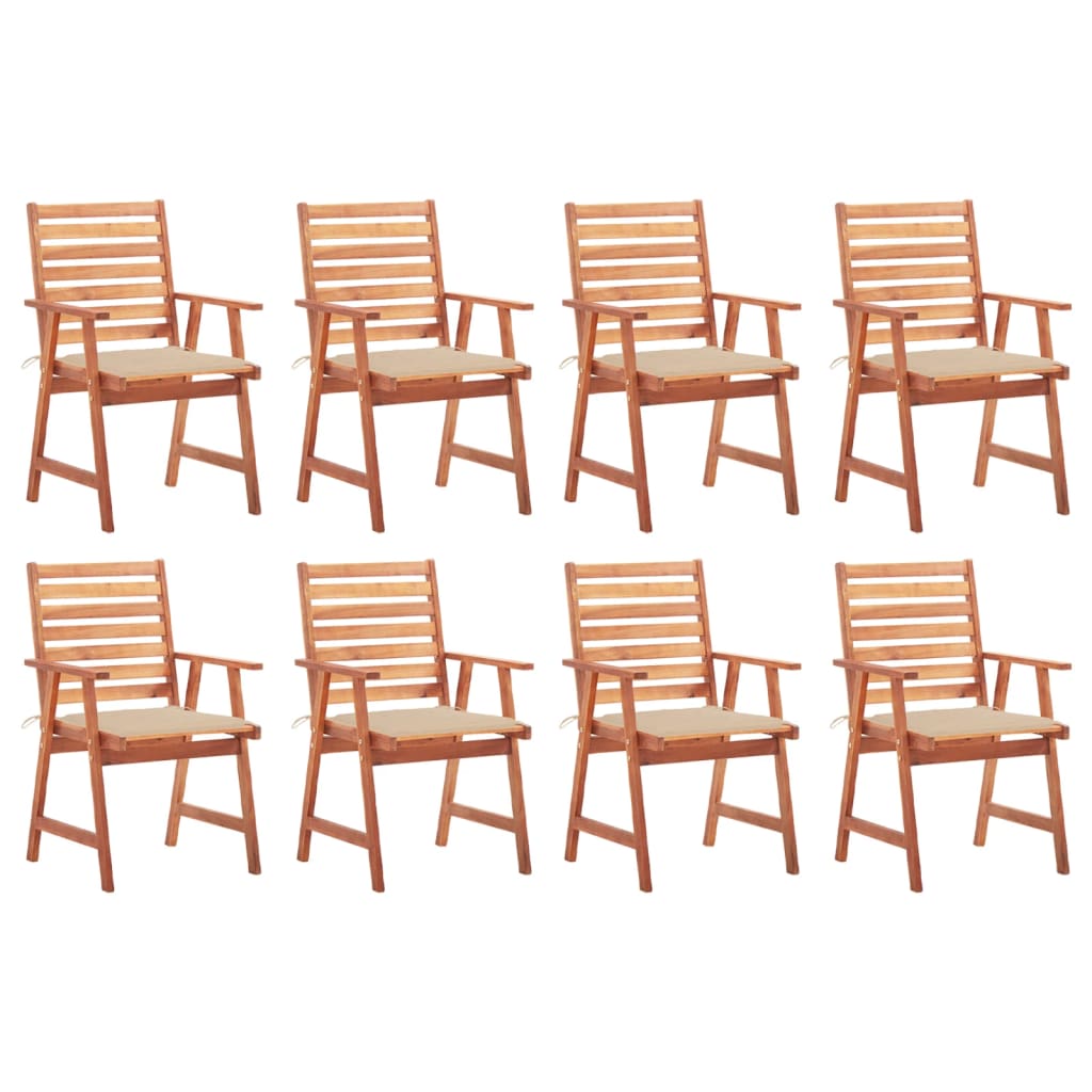 vidaXL Patio Dining Chairs 8 pcs with Cushions Solid Acacia Wood