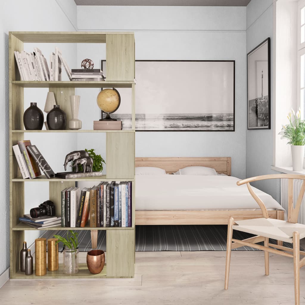 vidaXL Book Cabinet/Room Divider Sonoma Oak 31.5"x9.4"x62.6" Engineered Wood
