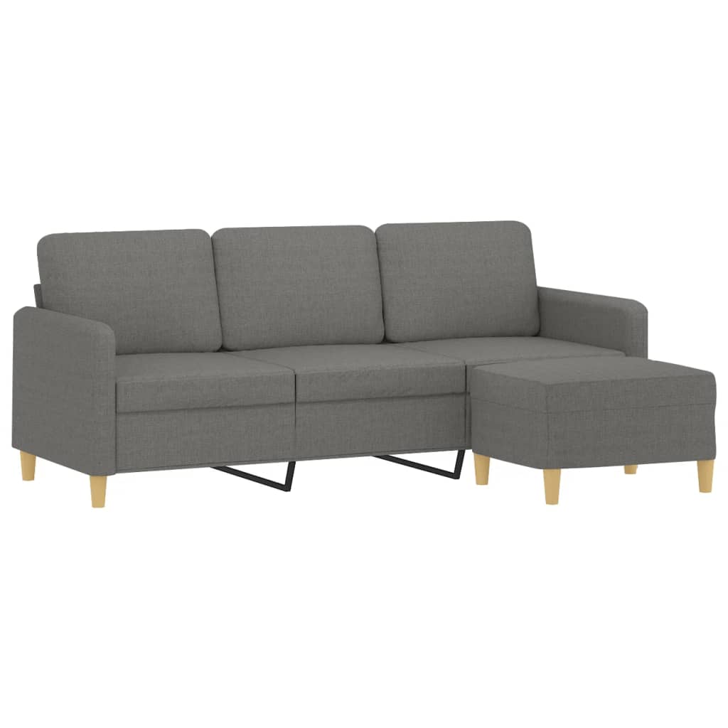 vidaXL 3-Seater Sofa with Footstool Dark Gray 70.9" Fabric