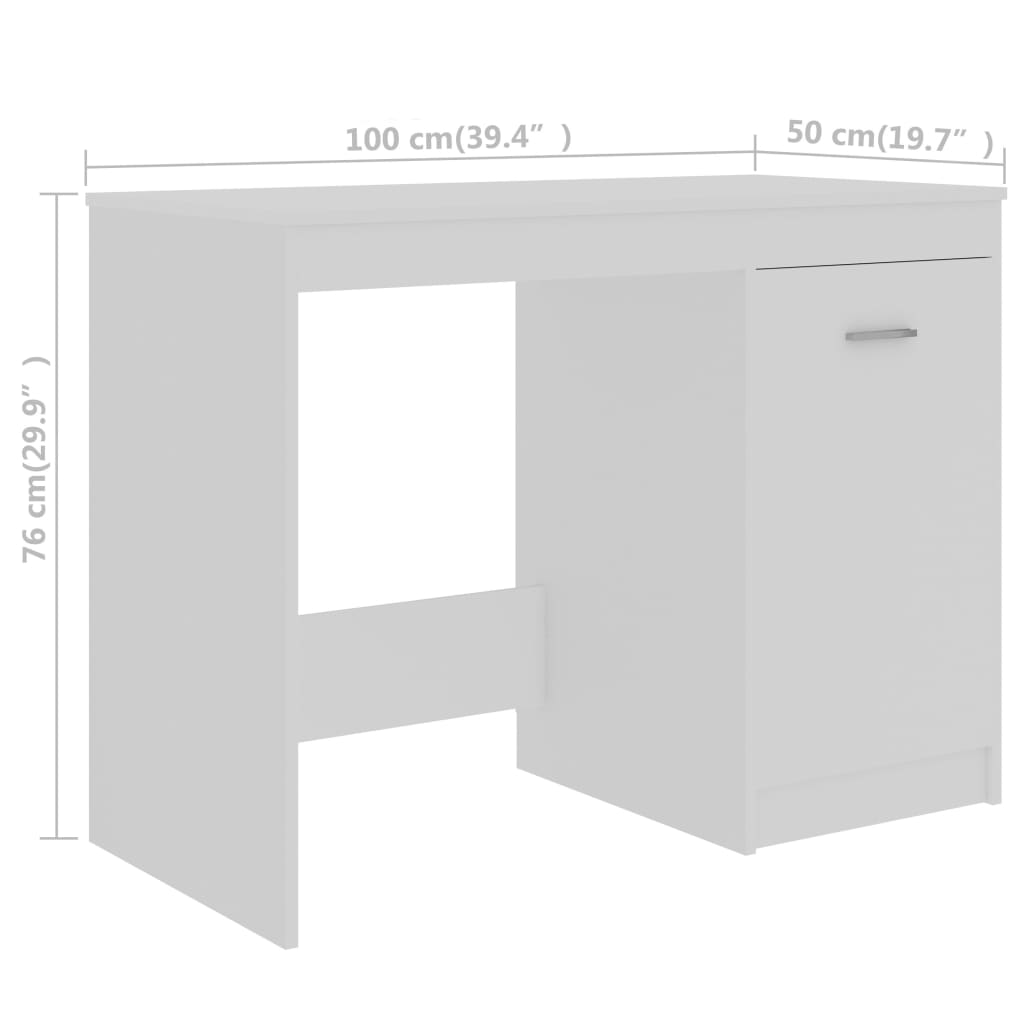 vidaXL Desk White 55.1"x19.7"x29.9" Chipboard