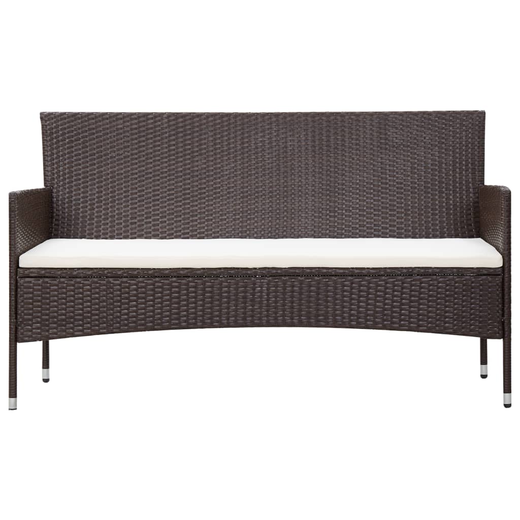 vidaXL 5 Piece Patio Lounge Set With Cushions Poly Rattan Brown