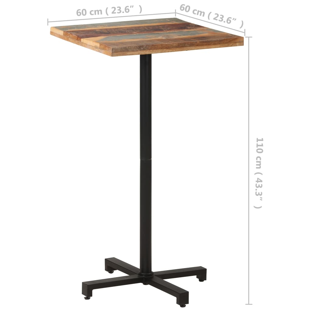 vidaXL Bistro Table Square 23.6"x23.6"x43.3" Solid Reclaimed Wood