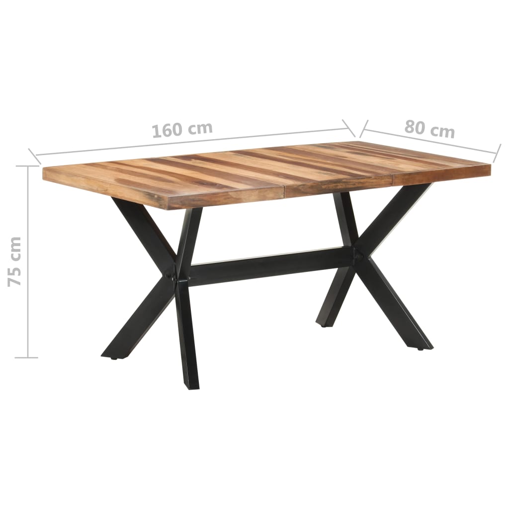 vidaXL Dining Table 63"x31.5"x29.5" Solid Wood with Honey Finish