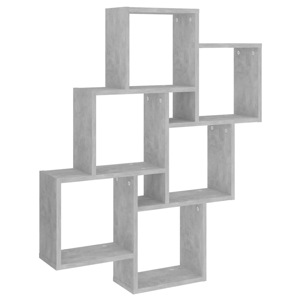 vidaXL Wall Cube Shelf Concrete Gray 30.7"x5.9"x36.6" Engineered Wood