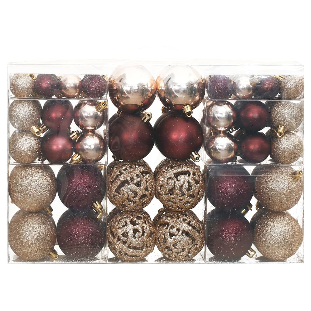 vidaXL Christmas Baubles 100 pcs Champagne and Brown 1.2" / 1.6" / 2.4"