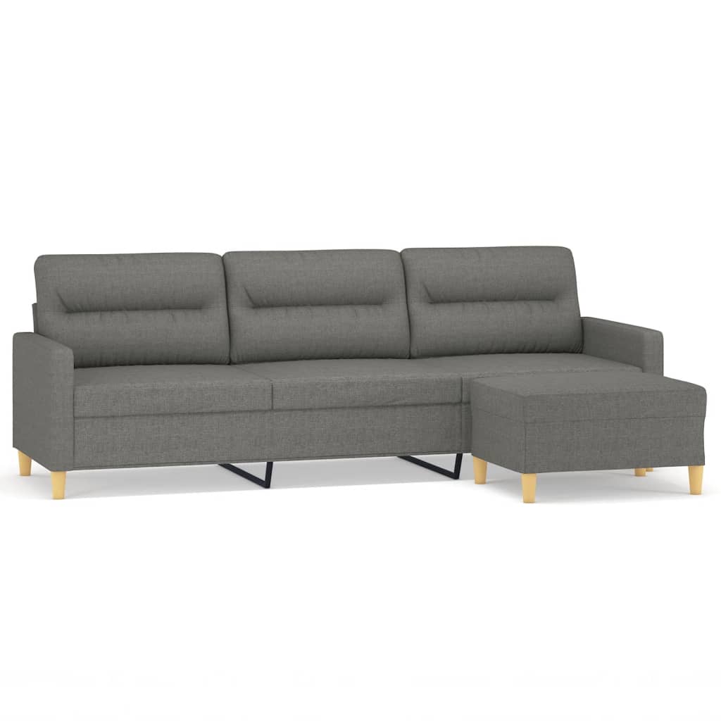 vidaXL 3-Seater Sofa with Footstool Dark Gray 82.7" Fabric