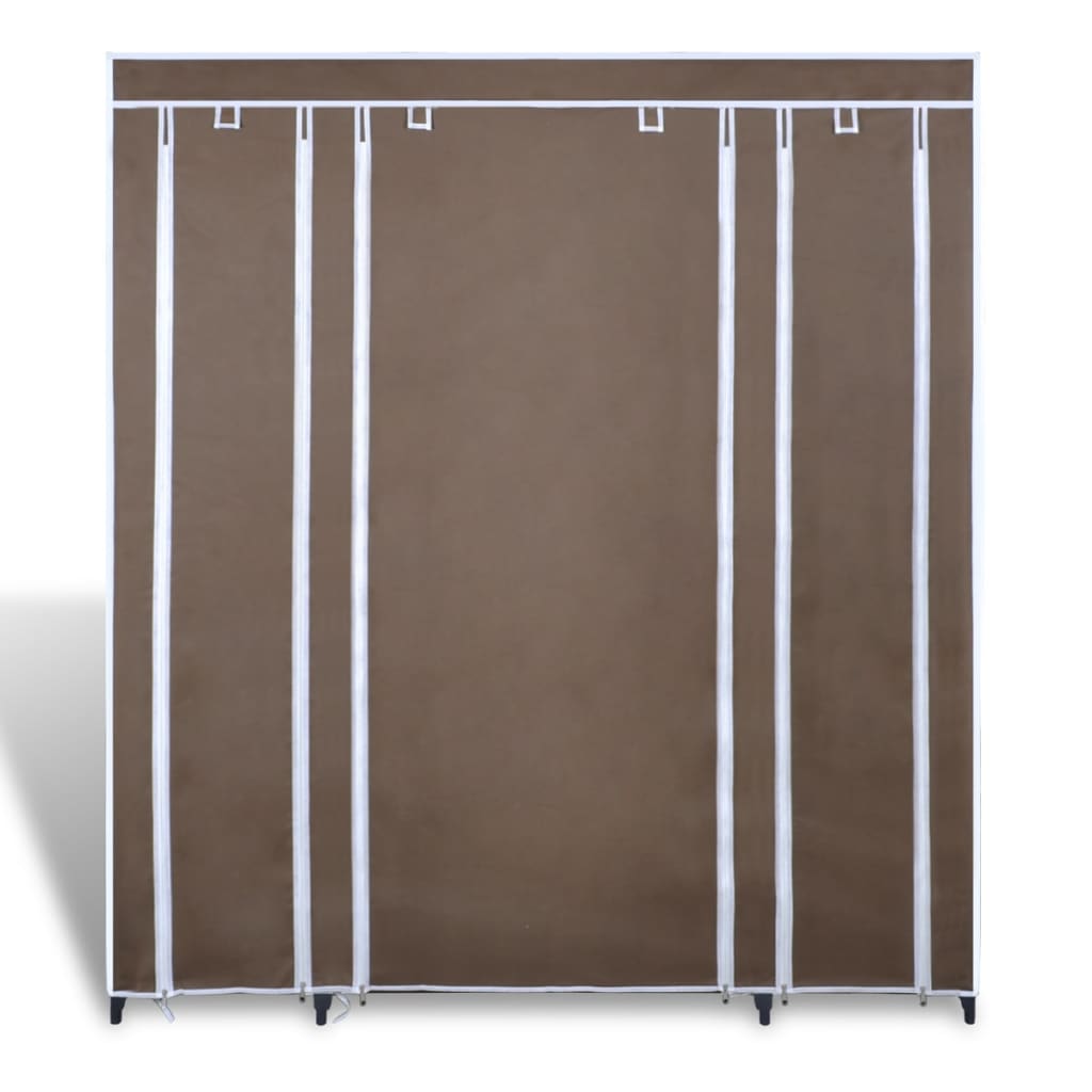 vidaXL Fabric Wardrobe with Compartments and Rods 17.7"x59"x69" Brown