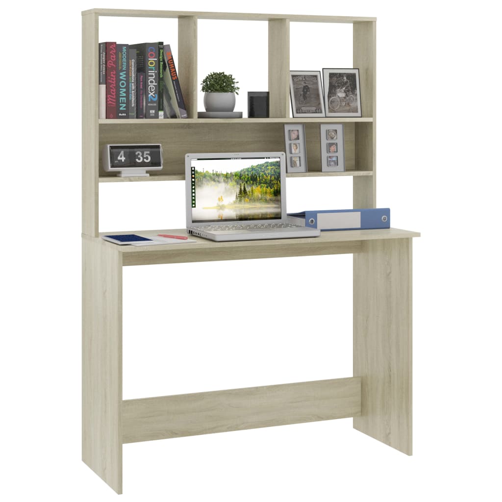 vidaXL Desk with Shelves Sonoma Oak 43.3"x17.7"x61.8" Chipboard