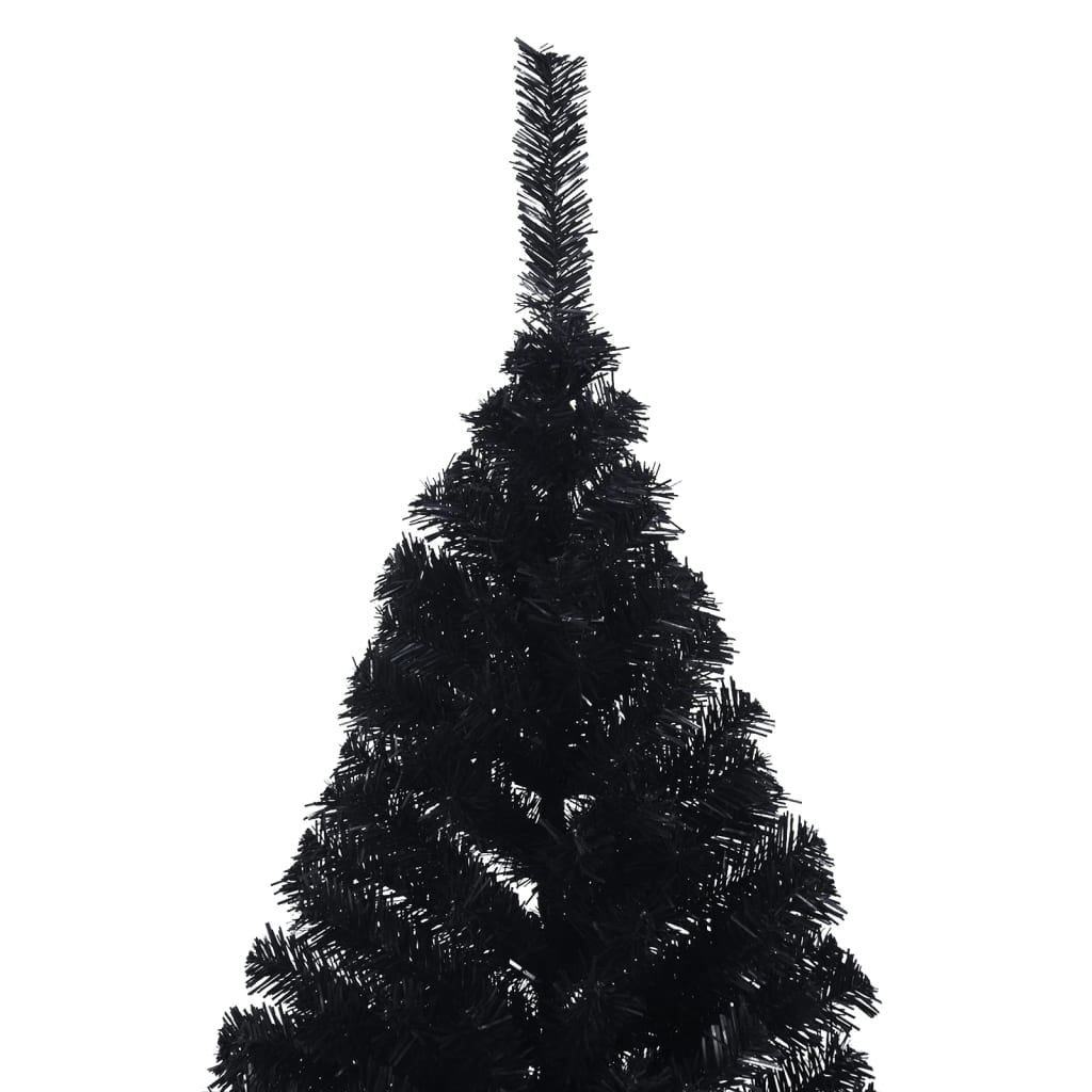 vidaXL Artificial Half Christmas Tree with Stand Black 6 ft PVC