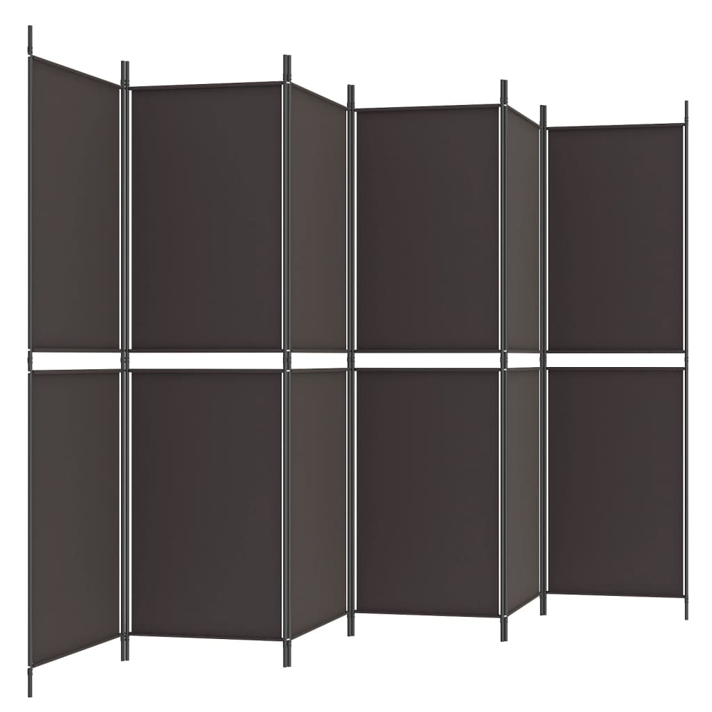 vidaXL 6-Panel Room Divider Brown 118.1"x70.9" Fabric