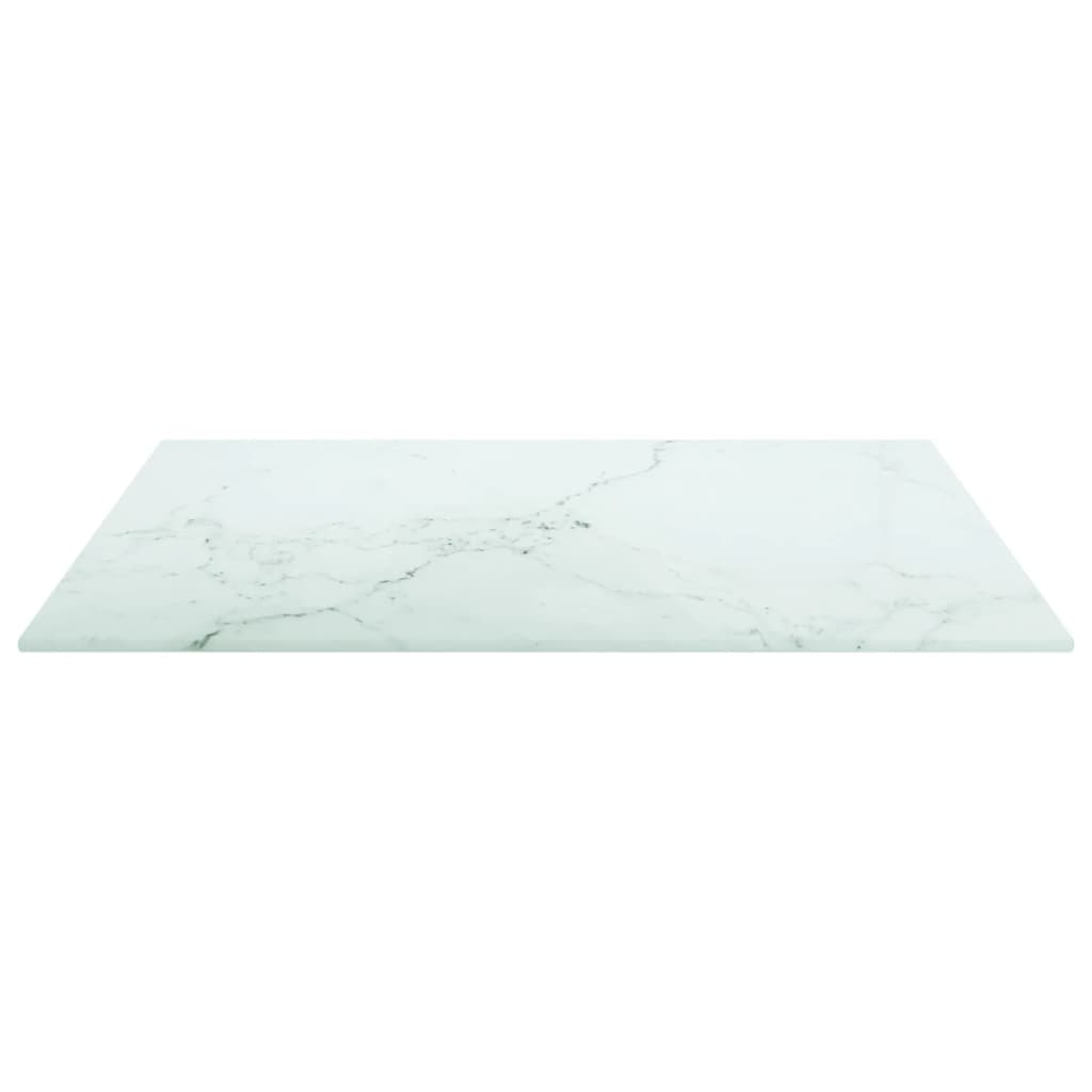 vidaXL Table Top White 19.7"x19.7" 0.2" Tempered Glass with Marble Design