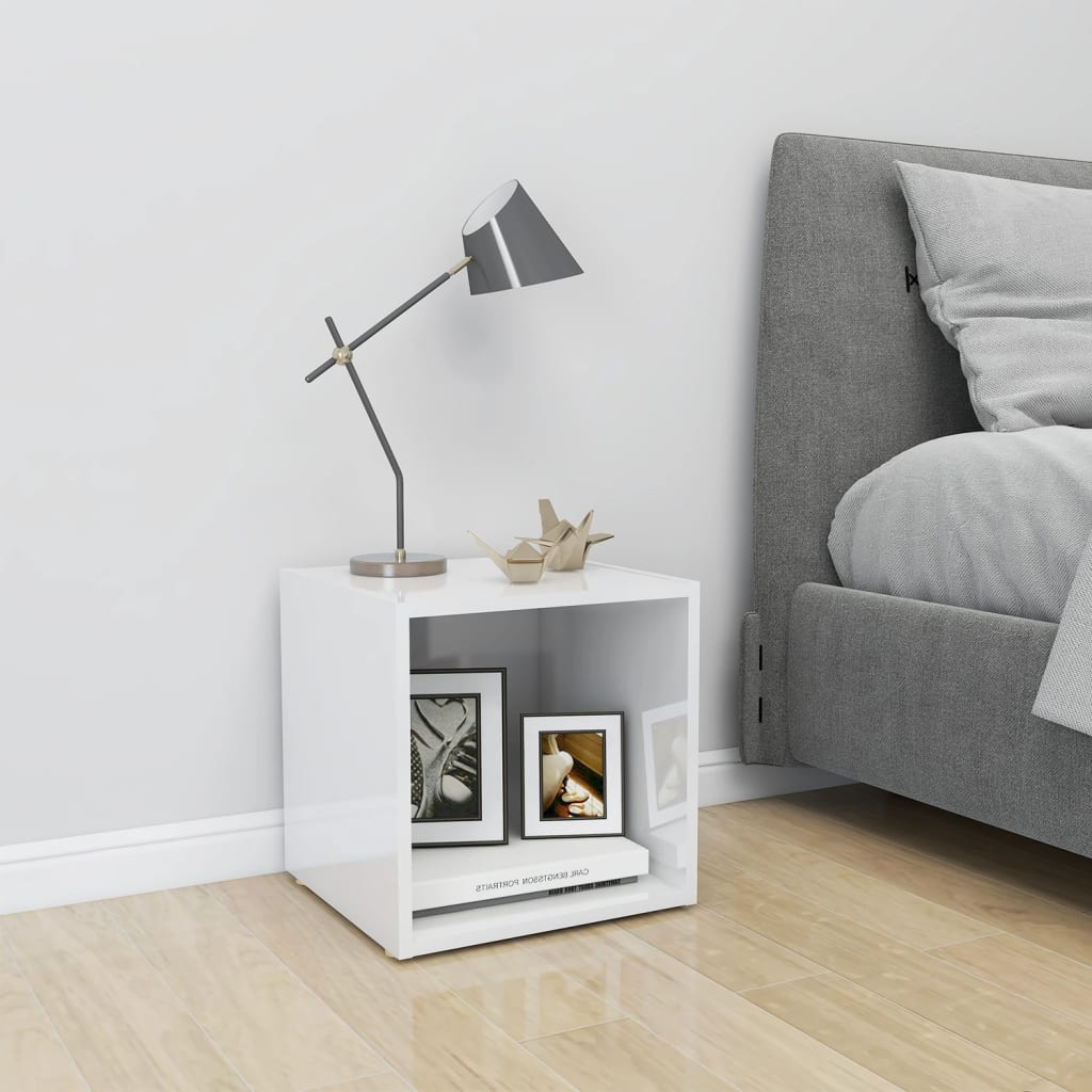 vidaXL TV Cabinet High Gloss White 14.6"x13.8"x14.6" Engineered Wood