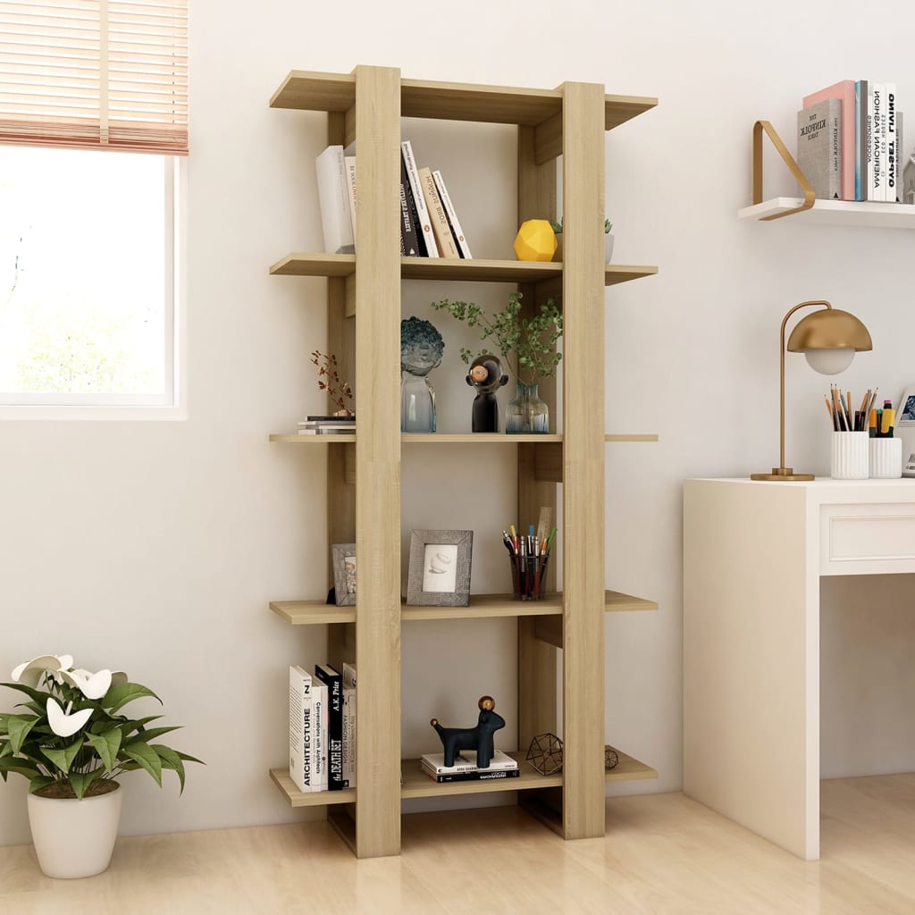 vidaXL Book Cabinet/Room Divider Sonoma Oak 31.5"x11.8"x63" Engineered Wood