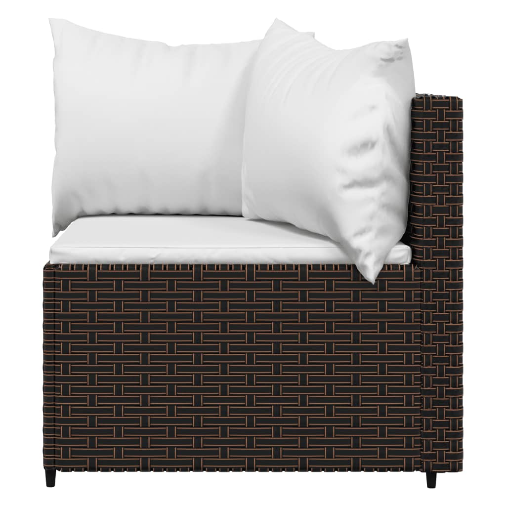 vidaXL 3 Piece Patio Lounge Set with Cushions Brown Poly Rattan