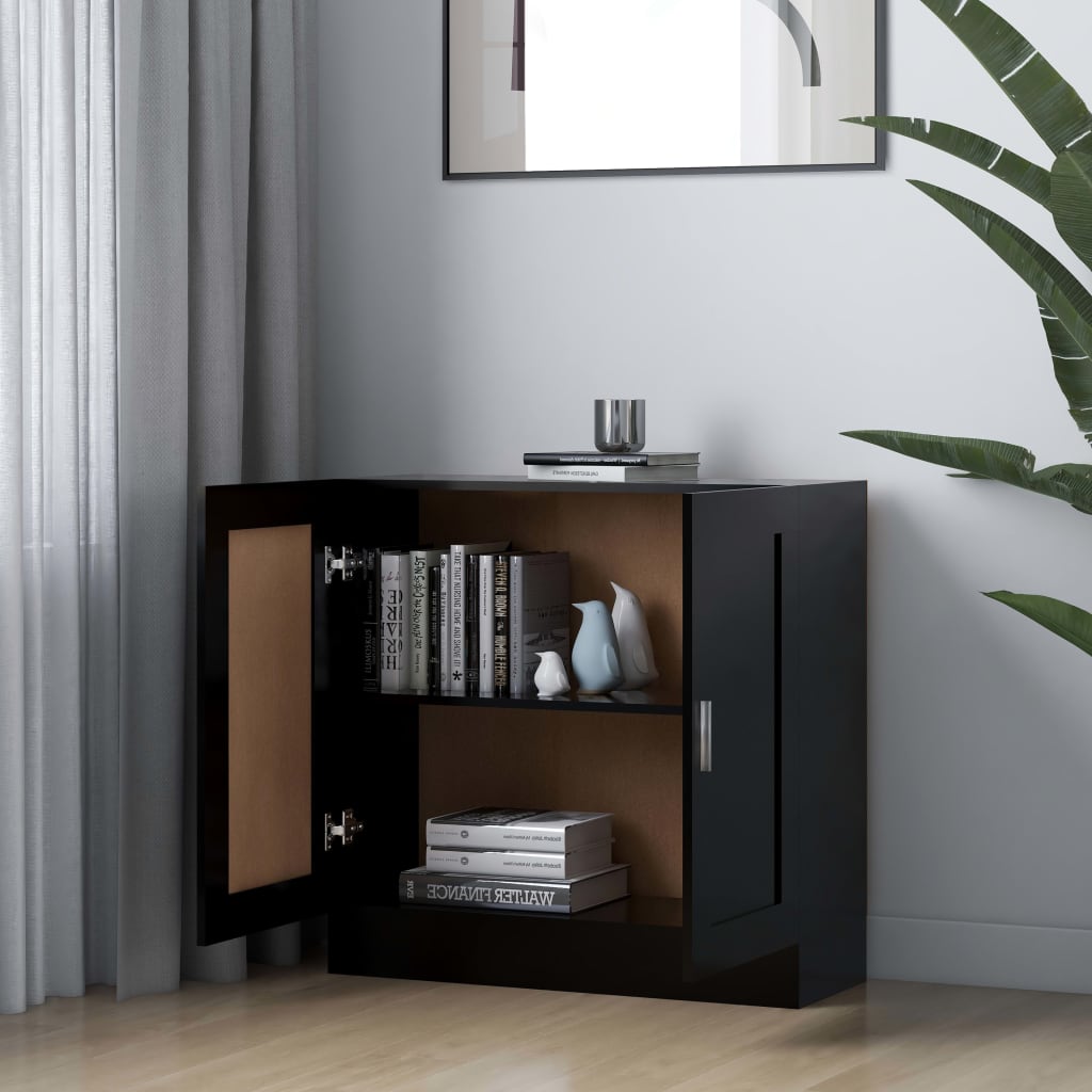 vidaXL Book Cabinet Black 32.5"x12"x31.5" Engineered Wood