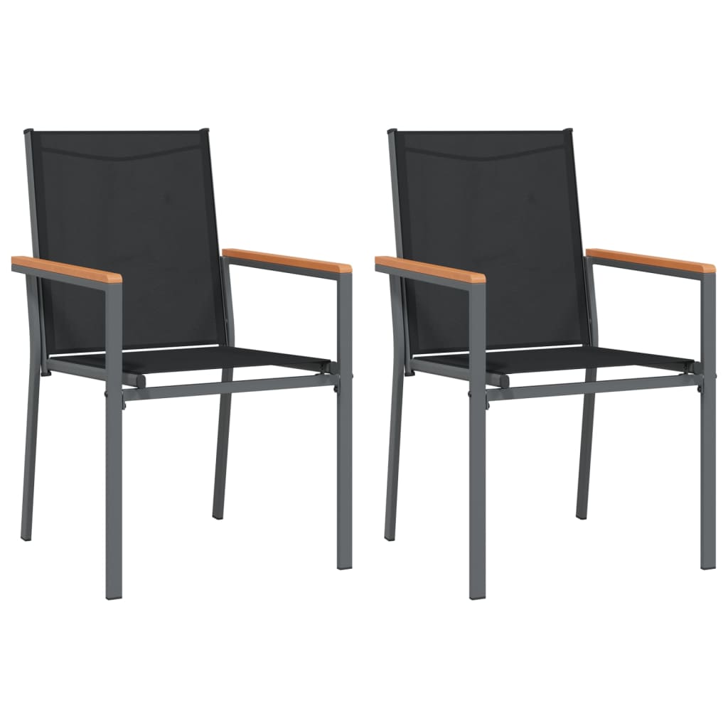 vidaXL Patio Chairs 2 pcs Black 21.7"x24.2"x35.4" Textilene and Steel